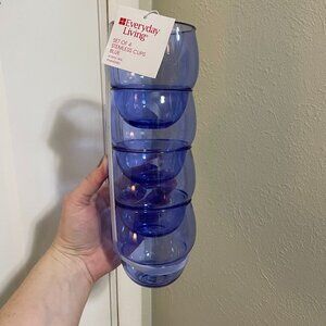 Everyday Living Set of 4 Stemless Cups - Blue NWT MUST BE BUNDLED